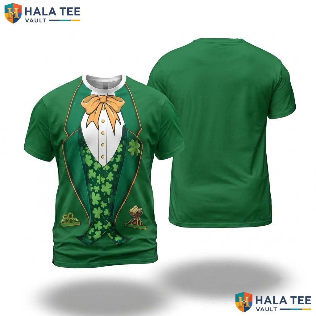 Green Shamrock 3D Printed T-Shirt Mens Saint Patricks Day Irish Party Top