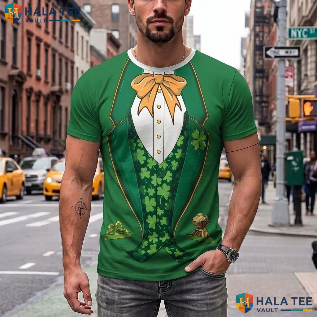 Green Shamrock AOP T-Shirt Mens Saint Patricks Day Irish Party Top