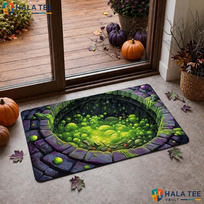 Green Slime Pit Halloween Doormat Toxic Ooze 3D Illusion Creepy Decor