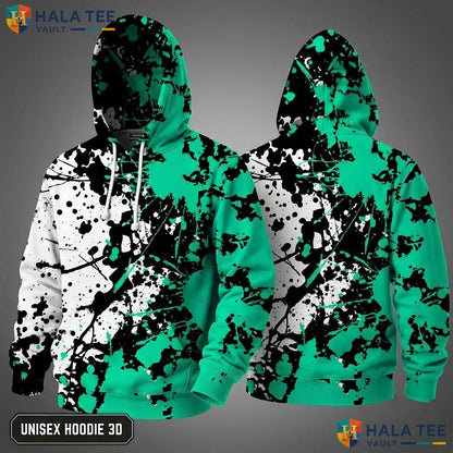 Green Splatter Paint Hoodie Warm Thick 3D Sweatshirt Boys Girls Apparel
