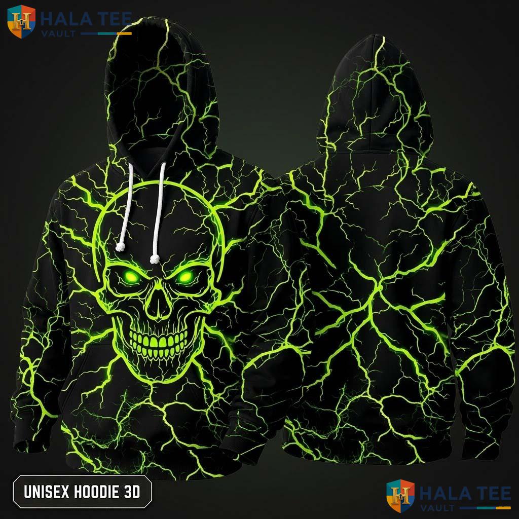 Halloween Neon Skull Hoodie Warm Thick 3D Sweatshirt Boys Girls Apparel