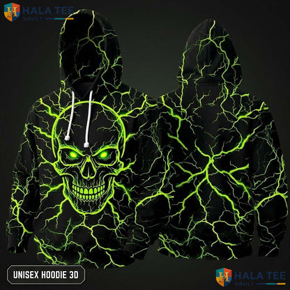 Halloween Neon Skull Hoodie Warm Thick 3D Sweatshirt Boys Girls Apparel