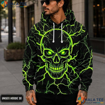 Halloween Neon Skull Hoodie Warm Thick 3D Sweatshirt Boys Girls Apparel 3D Printed Hoodie
