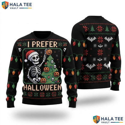 Halloween Tree Skeleton Christmas Sweater Funny Mens Womens Kids Top