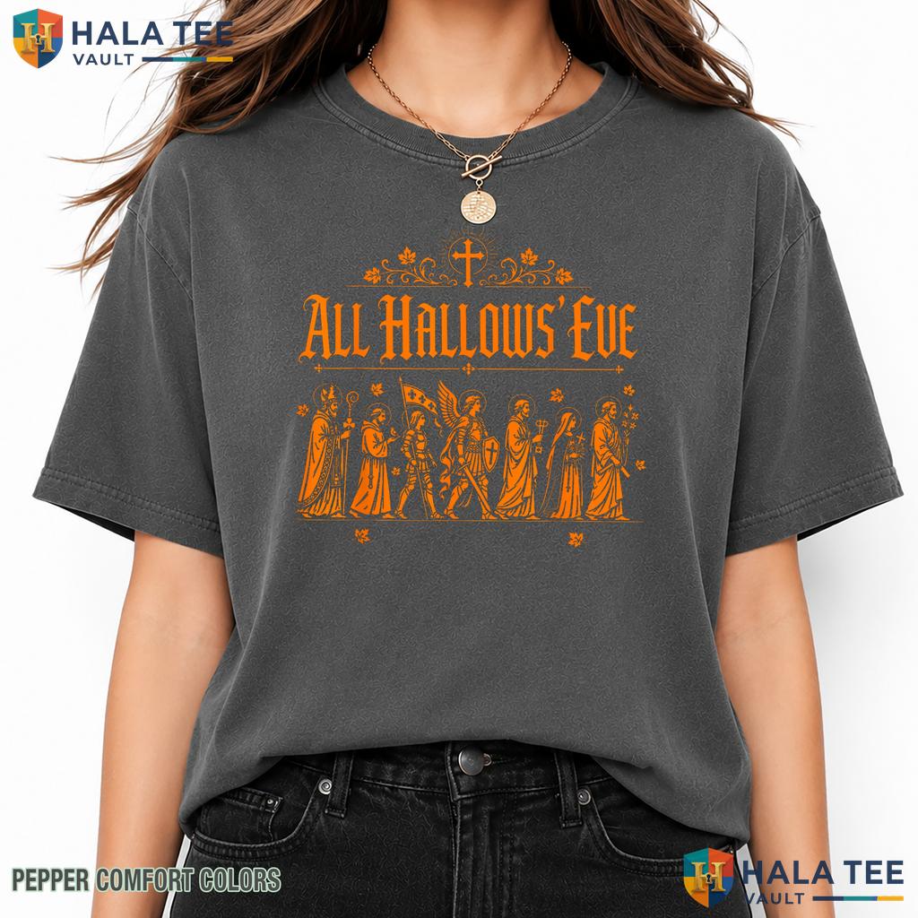 Hallows Eve Catholic Saints Garment-Dyed T-Shirt Fall Traditional