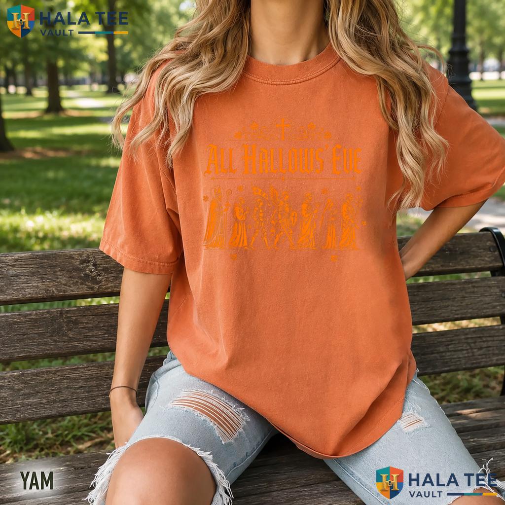 Hallows Eve Catholic Saints Retro Style T-Shirt Fall Traditional