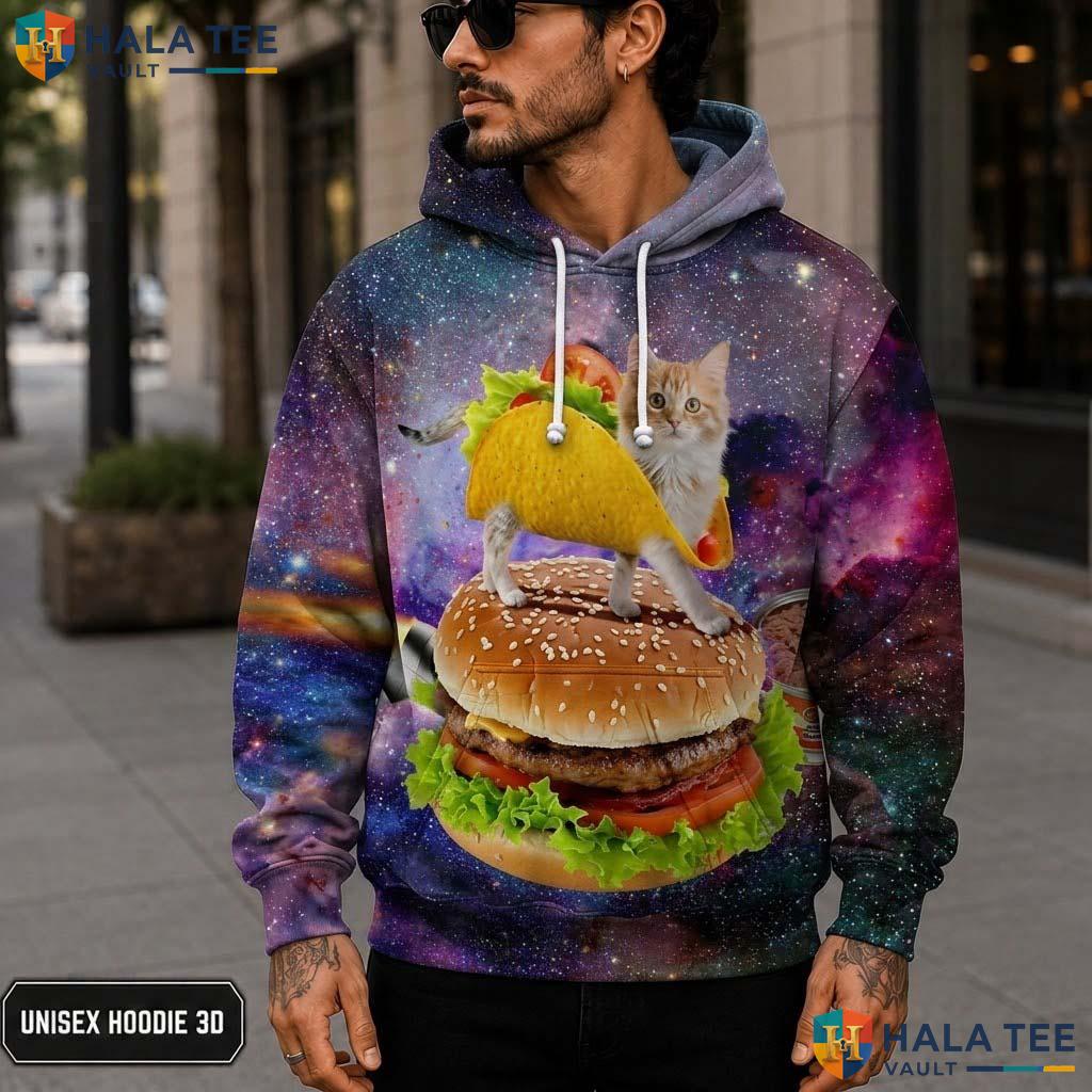 Hamburger Cat Skull Hoodie Men Women 3D Graphic Novelty Pullover Top 3D Printed Hoodie