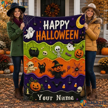 Happy Spirit Halloween Blanket Personalized Kids Cheerful Throw Decor