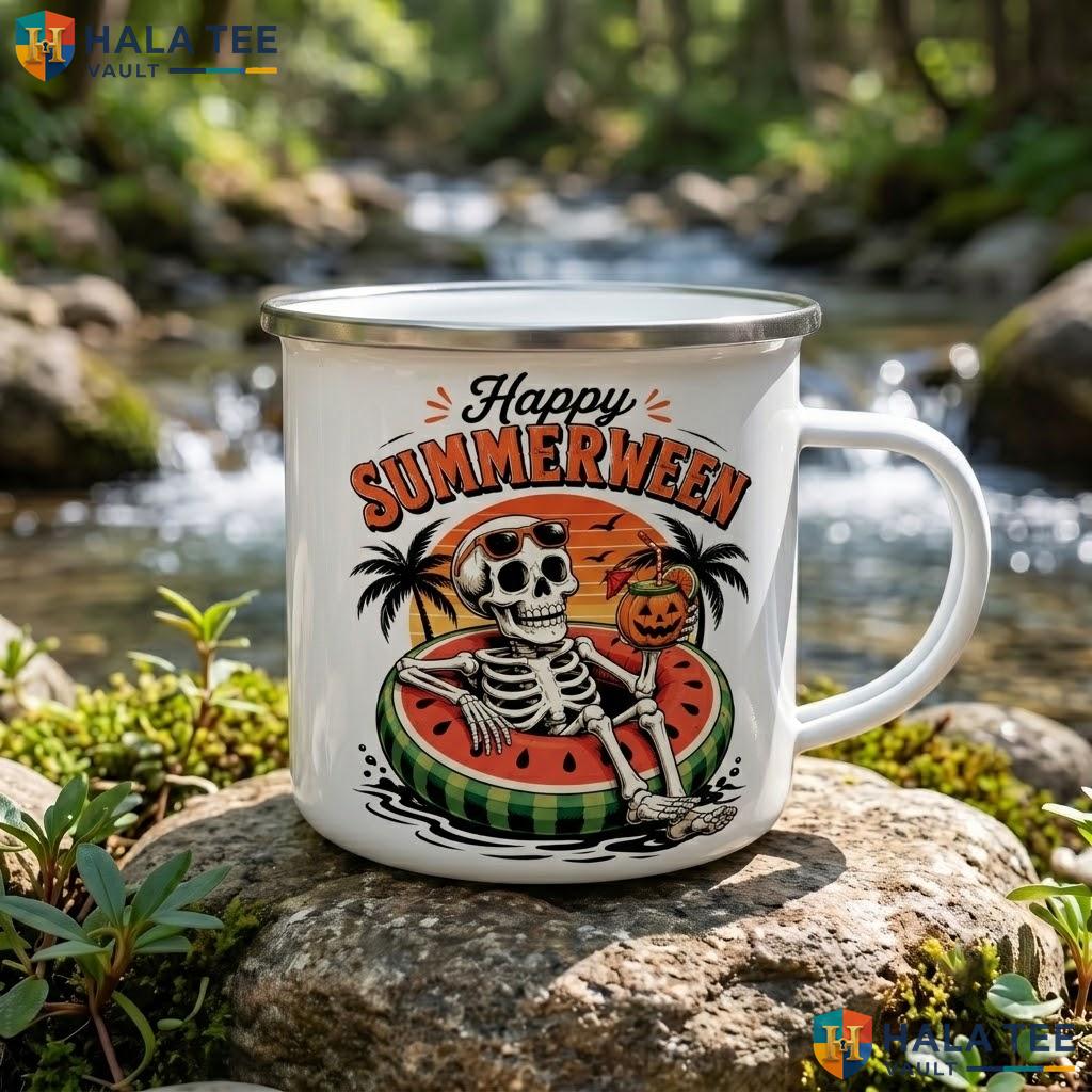 Happy Summerween Halloween Camping Mug Spooky Themed Summer Ceramic Coffee Mug