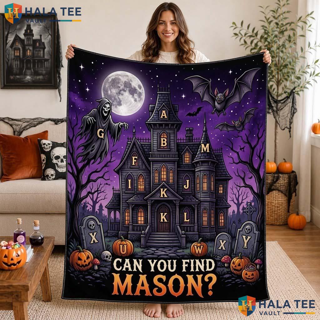 Haunted House Halloween Blanket Funny Custom Name Kids Cozy Throw