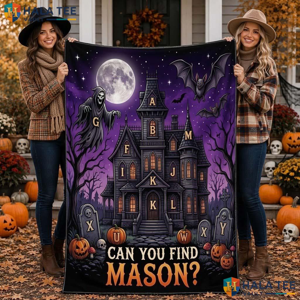 Haunted House Halloween Blanket Funny Custom Name Kids Cozy Throw
