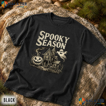 Haunted House Spooky Comfort Colors T Shirt Retro Halloween Ghost Pumpkin Top