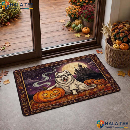 Haunted Husky Doormat Proud Pumpkin Welcome Entrance Rug Fall Decor