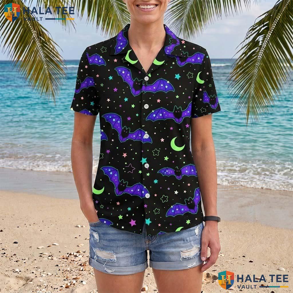 Haunting Pattern Halloween Hawaiian Shirt Spooky Tropical Aloha Top Adult