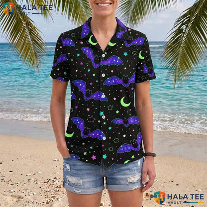 Haunting Pattern Halloween Hawaiian Shirt Spooky Tropical Aloha Top Adult