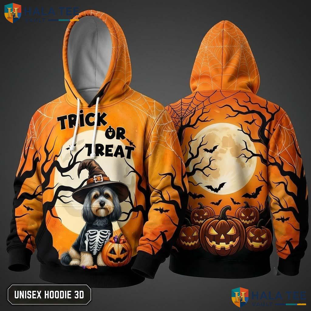 Havanese Skeleton Dog 3D Hoodie Funny Trick Or Treat Halloween Apparel
