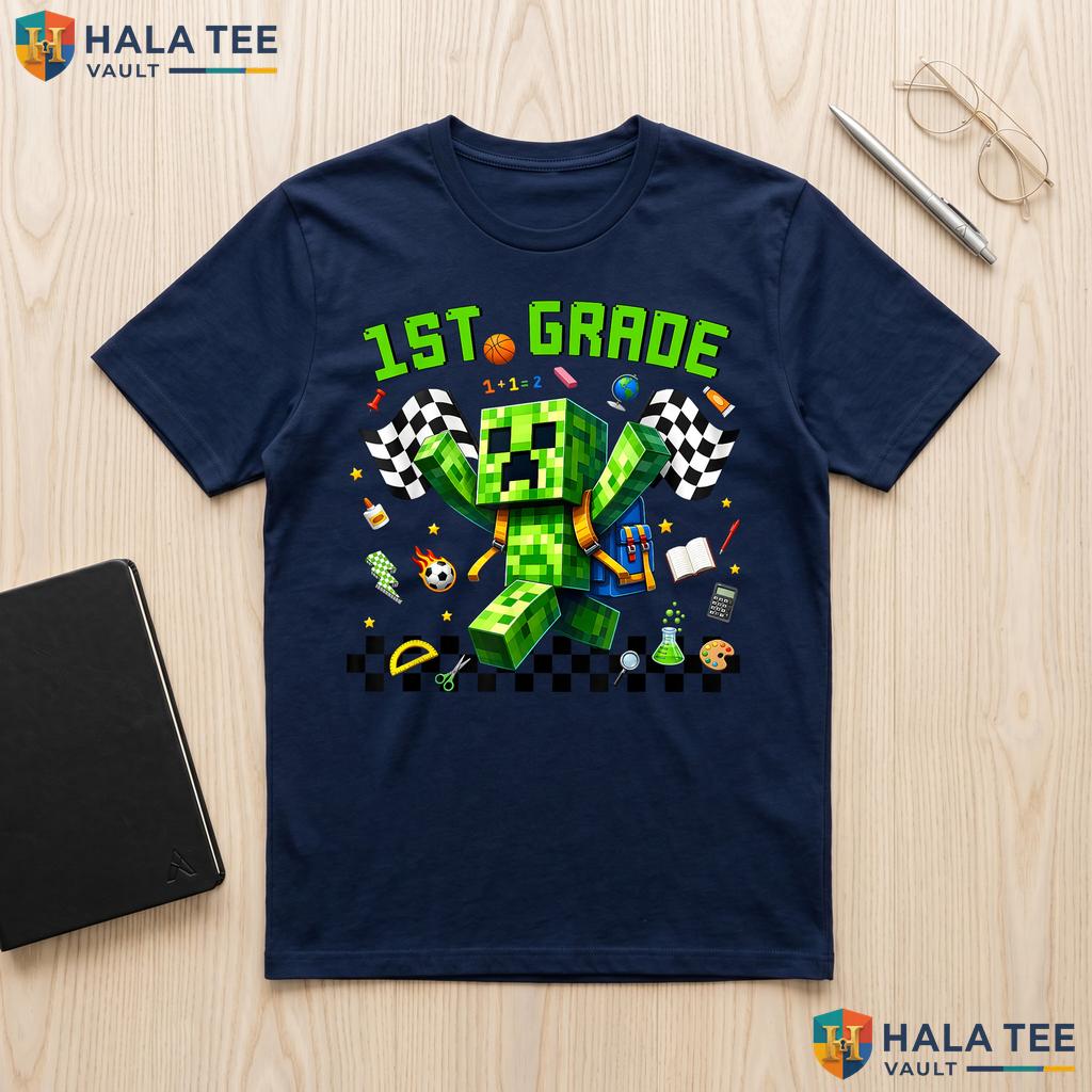 Hello 1st Grade Gamer Shirt First Day Of School Gaming Kids Boys Top Adult
