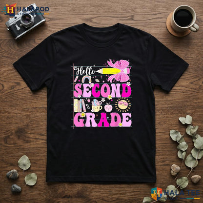 Hello 2nd Grade Bow Shirt Girls Pencil Back To School First Day Apparel