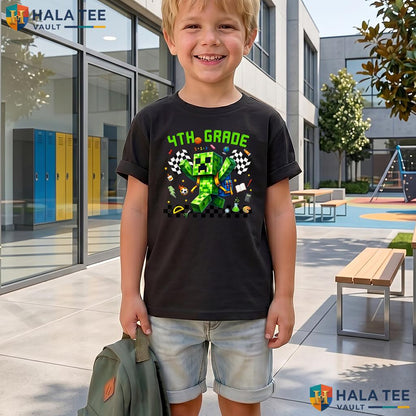 Hello 4th Grade Gamer Shirt First Day Of School Gaming Kids Boys Top Adult