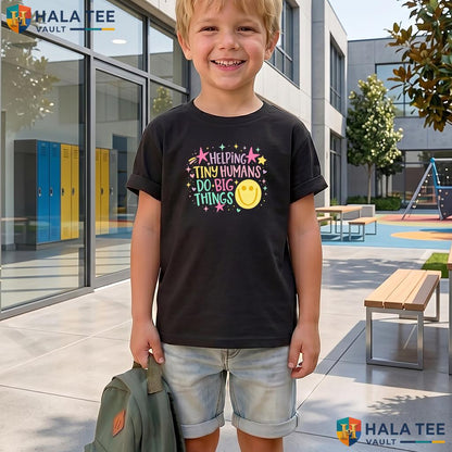 Helping Tiny Humans Teach Shirt Preppy Back To School First Day Apparel Adult
