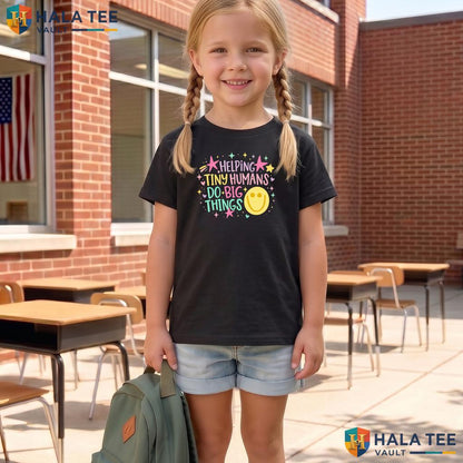 Helping Tiny Humans Teach Shirt Preppy Back To School First Day Apparel Adult