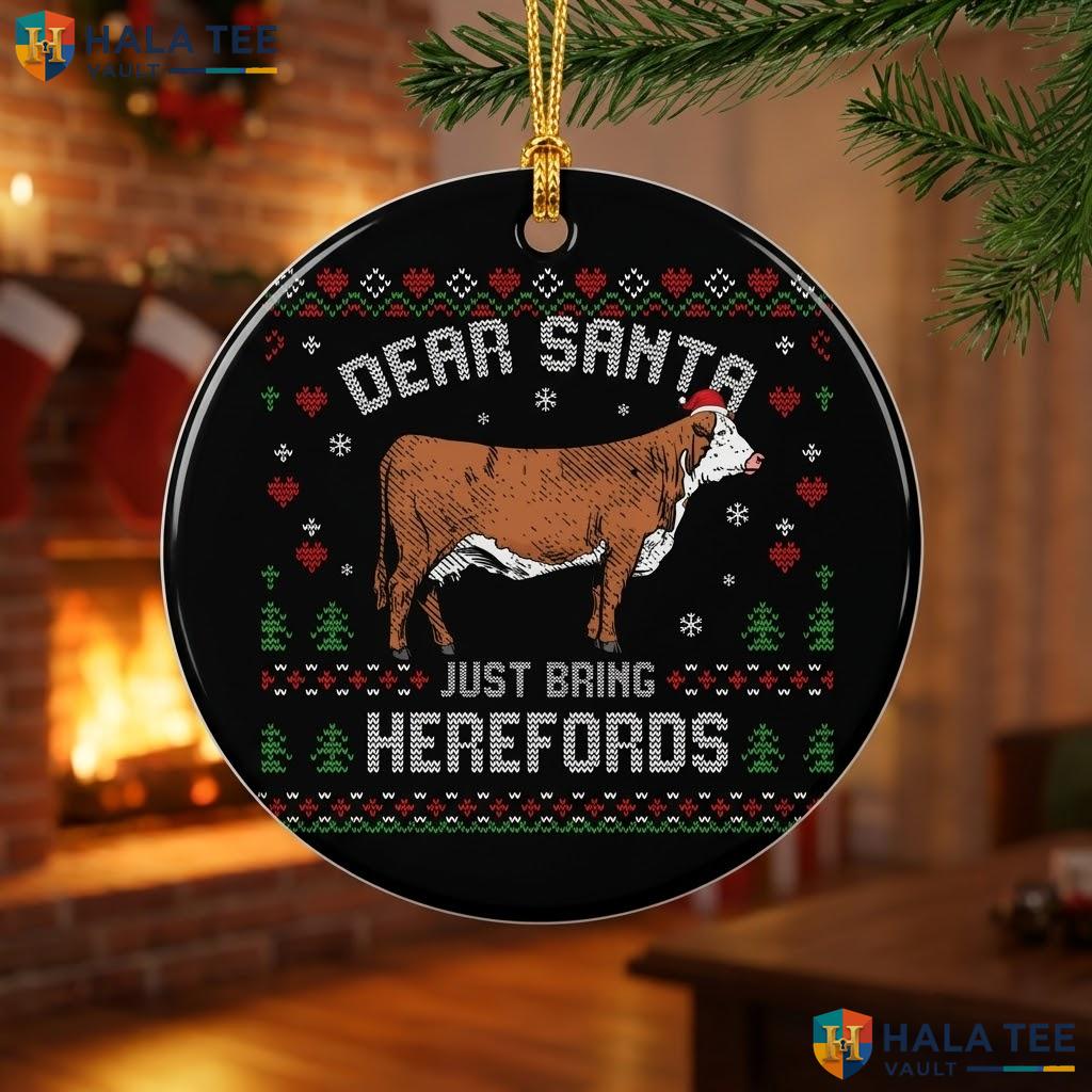 Hereford Cattle Cow Christmas Ornament Livestock Xmas Holiday Decor