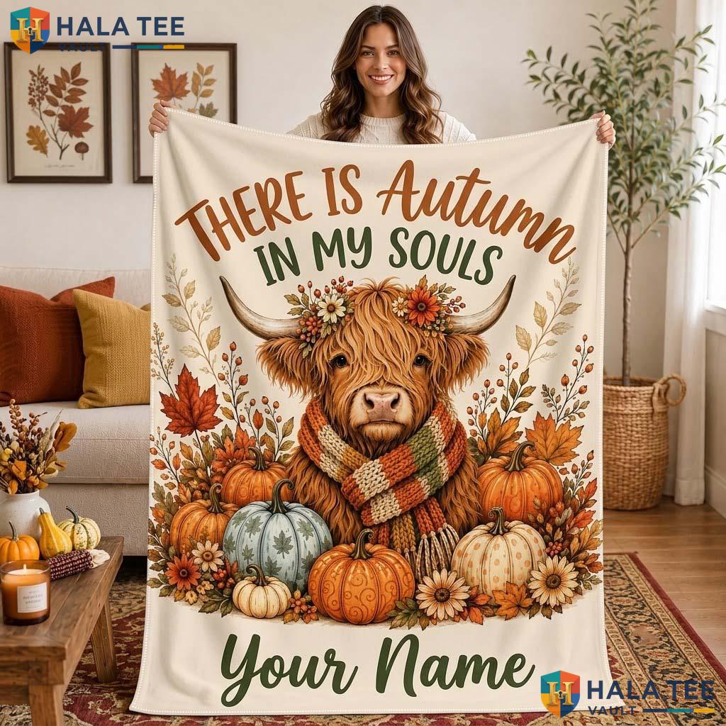 Highland Cow Halloween Blanket Personalized Autumn Kids Throw Gift