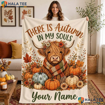Highland Cow Halloween Blanket Personalized Autumn Kids Throw Gift