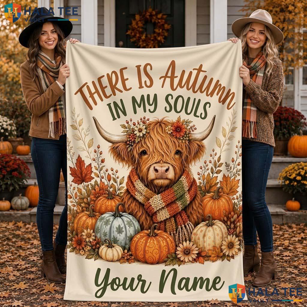Highland Cow Halloween Blanket Personalized Autumn Kids Throw Gift