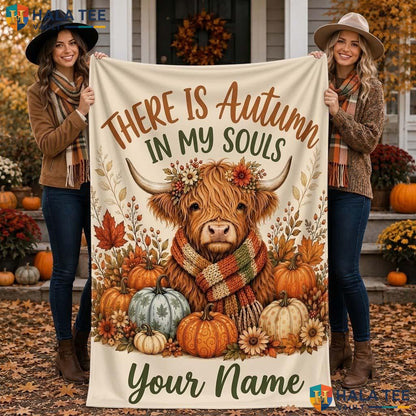 Highland Cow Halloween Blanket Personalized Autumn Kids Throw Gift
