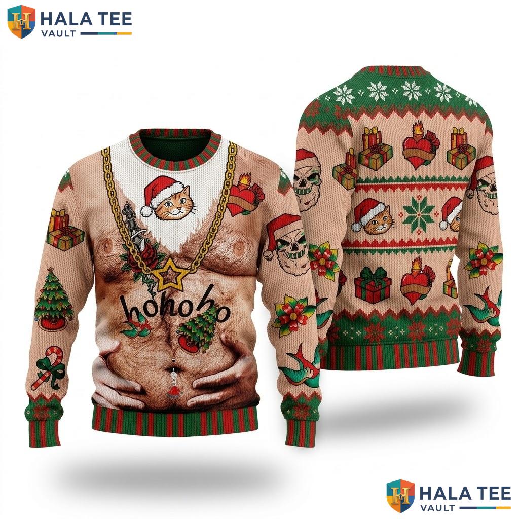Ho Ho Ho Holiday Humor Christmas Sweater Funny Vintage Xmas Graphic Knit