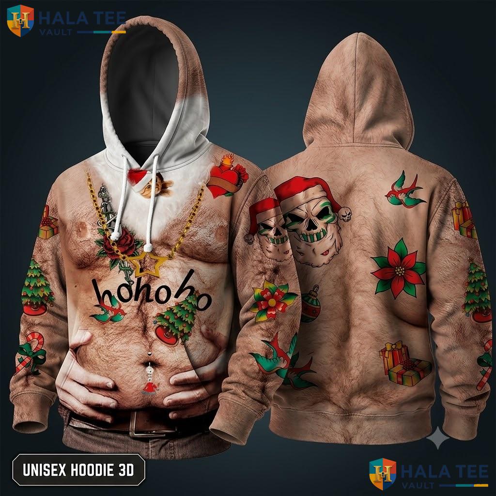 Hohoho Graphic Spirit Christmas 3D Hoodie Funny Mens Womens Top