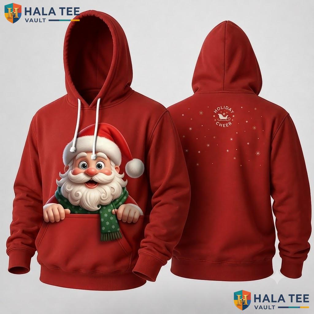 Holiday Cheer Long Sleeve Xmas 3D Hoodie Cute Festive Red Pullover