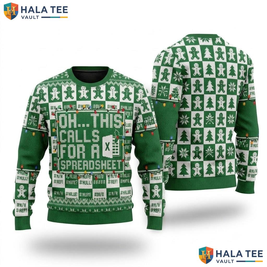 Holiday Spreadsheet Office Ugly Xmas Sweater Funny Christmas Graphic