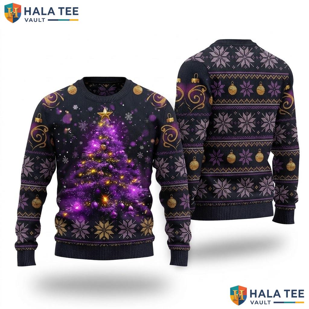 Holiday Tree Animal Graphic Ugly Sweater Vintage Christmas Womens Apparel