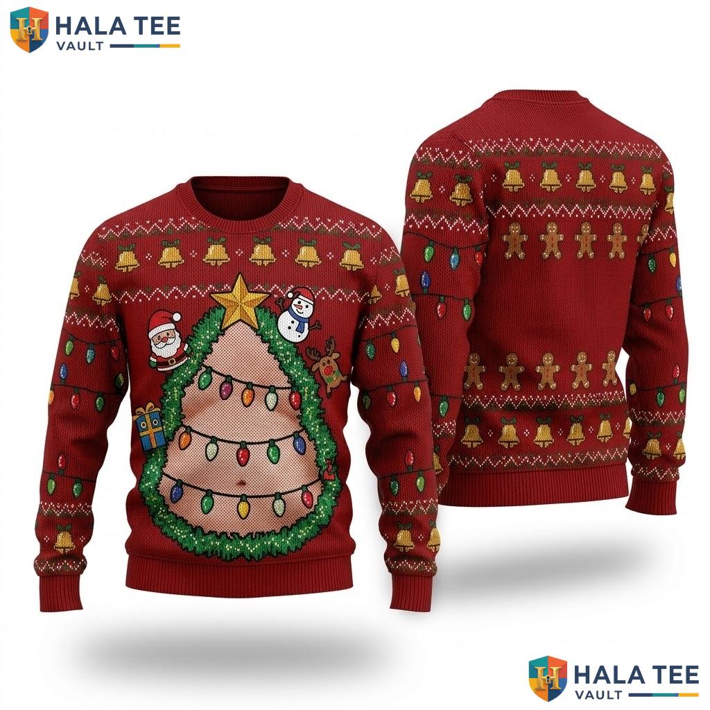 Holiday Tree Santa Christmas Sweater Funny Festive Xmas Graphic Outfit