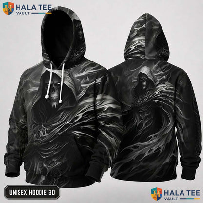 Horror Fan Grim Reaper 3D Hoodie Dark Gothic Skeleton Graphic Apparel