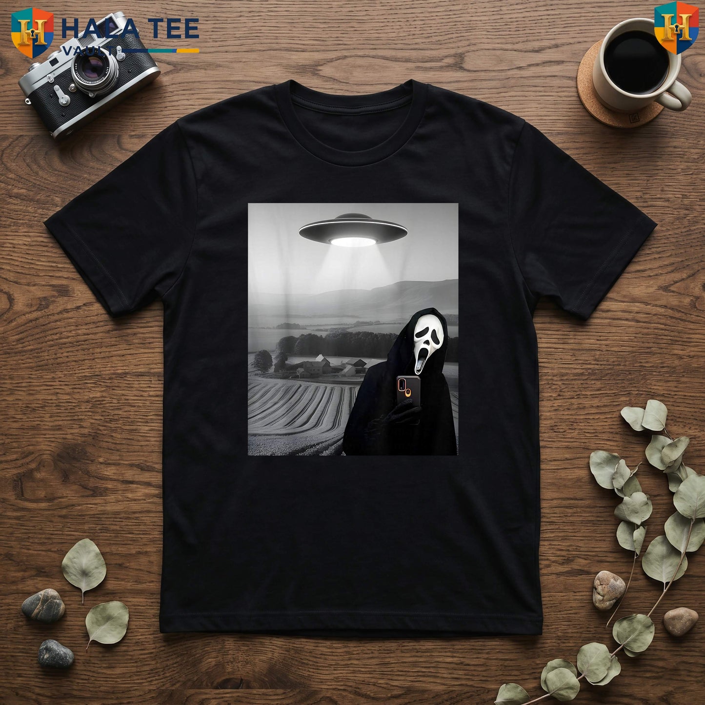 Horror Ghost Selfie Alien TShirt Cute Scary Face UFO Funny Halloween Apparel