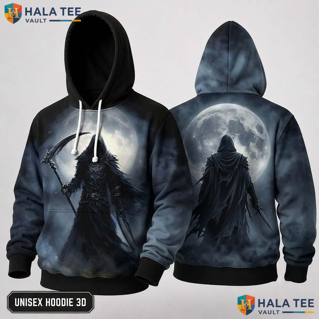 Horror Gothic Grim Reaper 3D Hoodie Dark Skeleton Graphic Streetwear