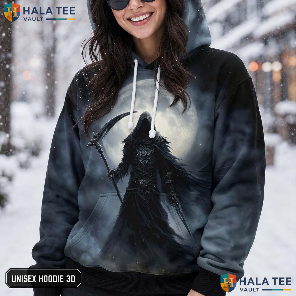 Horror Gothic Grim Reaper 3D Printed Hoodie Dark Skeleton Graphic Streetwear