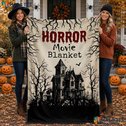 Horror Movie Halloween Blanket Red Haunted House Scary Night Throw