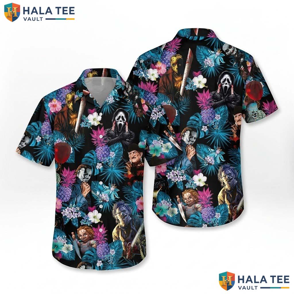 Horror Movie Halloween Hawaiian Shirt Spooky Scary Character Aloha