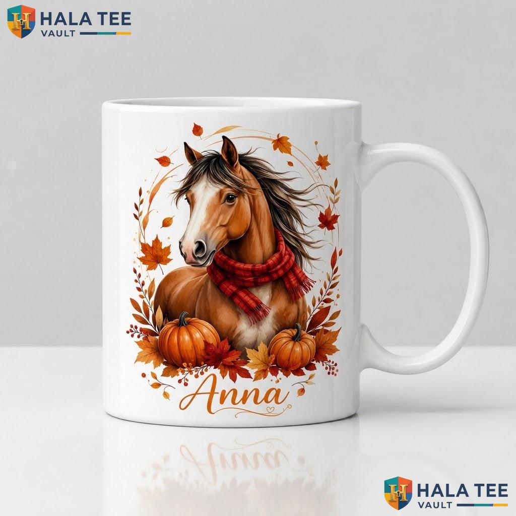 Horse Ghost Thanksgiving Mug Custom Personalized Autumn Ceramic Coffee Cup