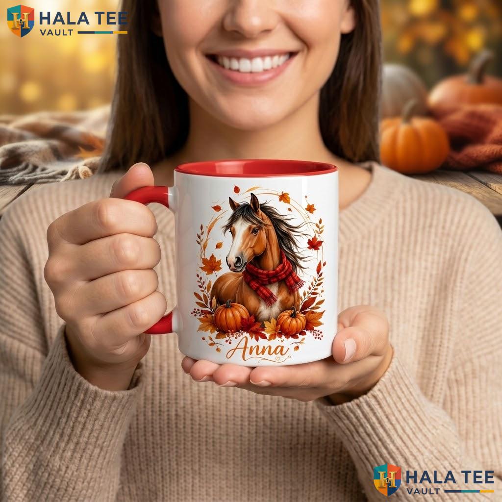 Horse Ghost Thanksgiving Mug Custom Personalized Autumn Ceramic Coffee Camping Mug