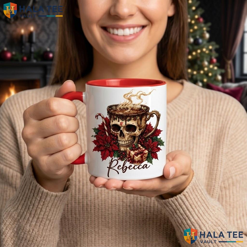 Hot Chocolate Christmas Mug Personalized Gothic Skeleton Ceramic Coffee Camping Mug