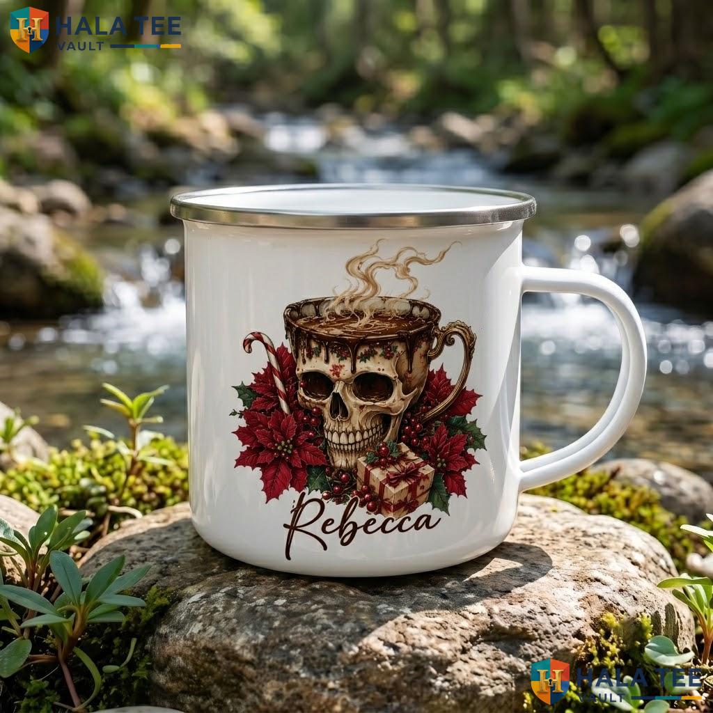 Hot Chocolate Christmas Mug Personalized Gothic Skeleton Ceramic Coffee Accent Mug