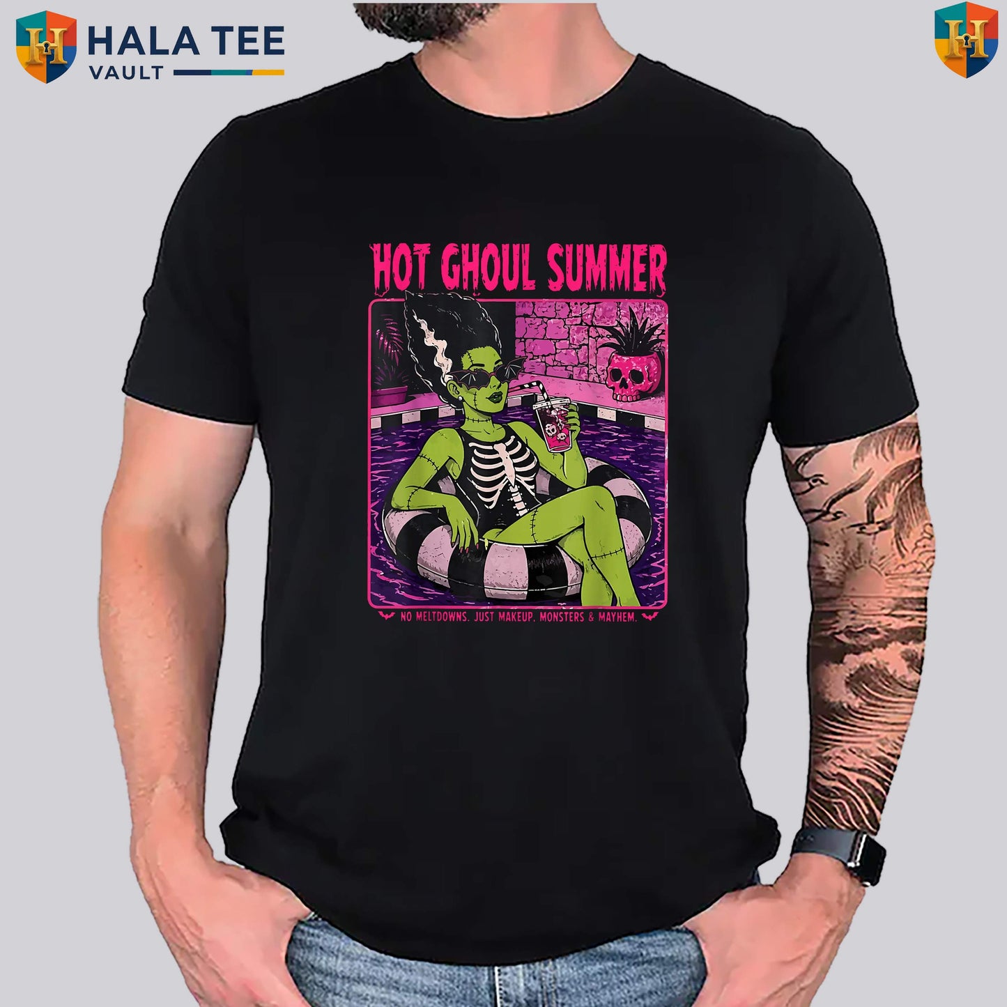 Hot Ghoul Summer Halloween T-Shirt Vintage Beach Summerween Cocktail Apparel
