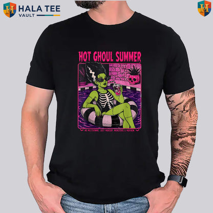 Hot Ghoul Summer Halloween T-Shirt Vintage Beach Summerween Cocktail Apparel