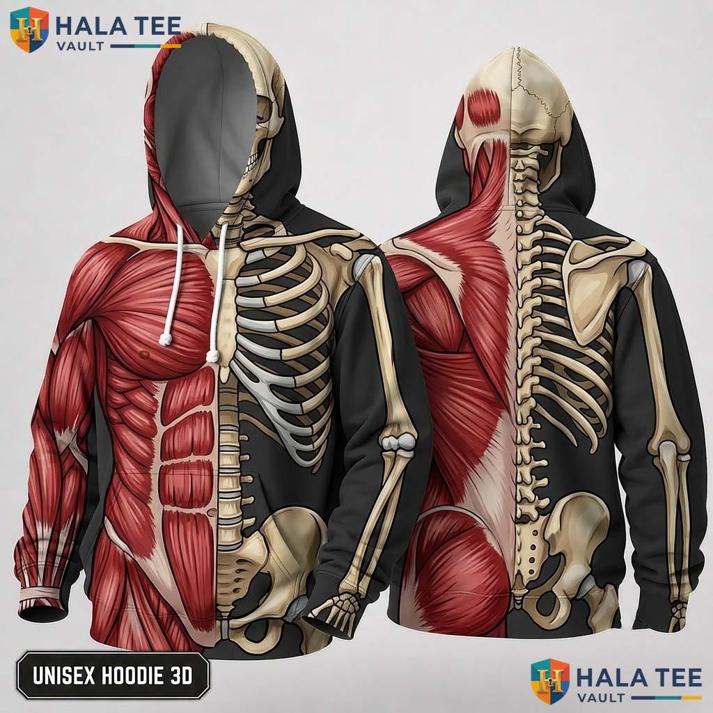 Human Anatomy Graphic 3D Hoodie Detailed Body Design For Fitness Fans