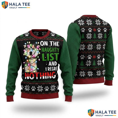 Husky Naughty List Regret Christmas Sweater Funny Dog Lover Holiday